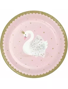 Royal Swan rosa papirtallerkener 23 cm