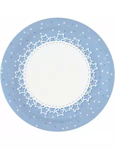 8 blå stjerne-papirtallerkener 23 cm