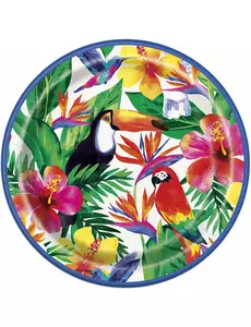 8 palme tropiske luau-papirtallerkener 23 cm