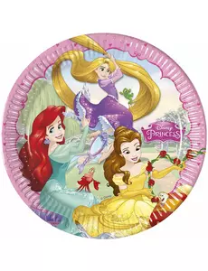 8 Disney Prinsesse Hjerte Papirtallerkener 23 cm