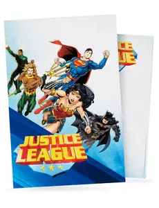 8 Justice League invitasjonskort med konvolutter 10x16cm