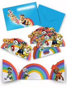 8 Paw Patrol invitasjonskort og papirkonvolutter