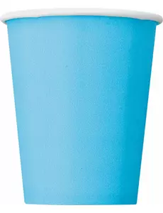 8 Pastel blue cardboard cups 270 ml