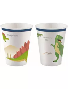 8 store dinosaurpappkopper 250 ml