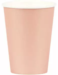 8 pappkopper i roségull, 210 ml