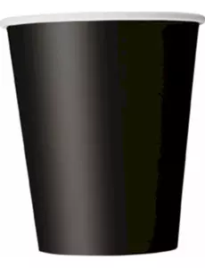 8 svarte pappkopper à 210 ml