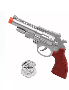 Sølvpistol med politiskilt