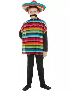 Barnas meksikanske poncho og sombrero