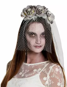 Halloween-pannebånd med hvitt zombieslør til kvinner