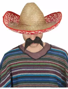 Rød og stråmyk meksikansk sombrero for voksne