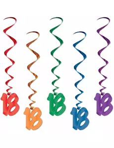 5 Multicolored 18-year-old spiral pendants