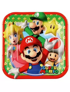 8 små Super Mario-papirtallerkener 18 cm