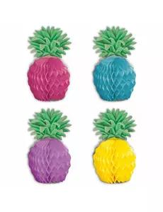 8 Mini Multicolored Pineapple Paper Centerpieces 12cm
