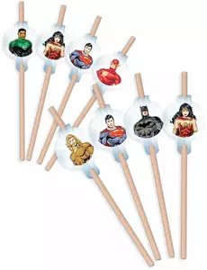 8 Justice League-medaljongsugerør av papp, 20 cm
