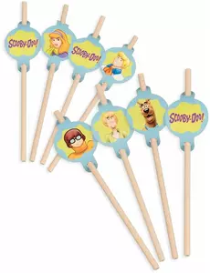 8 Scooby-Doo pappmedaljongsugerør 20 cm
