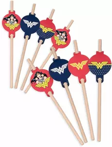 8 Wonder Woman-medaljongsugerør i papp, 20 cm