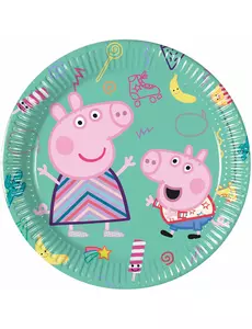 8 små Peppa Gris-papirtallerkener 20 cm