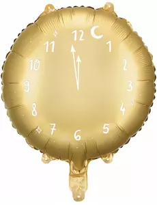 45 cm gyllen aluminiumsballong med midnattsklokke