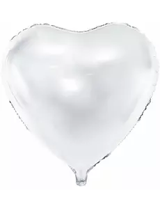 Hvit hjertefolieballong 45 cm