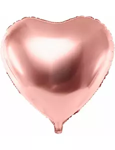 Metallisk roségull hjertefolieballong 45 cm