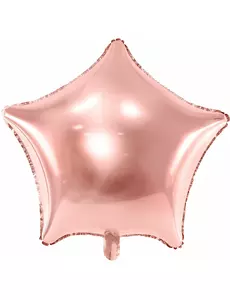 Metallisk folieballong i roségull med stjerne, 48 cm