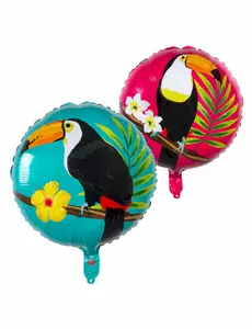 Blå og fuchsia tukan folieballong 45 cm