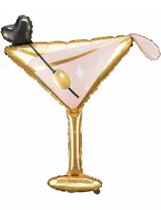 Rosa og gullfarget cocktailglassfolieballong 126 x 93 cm