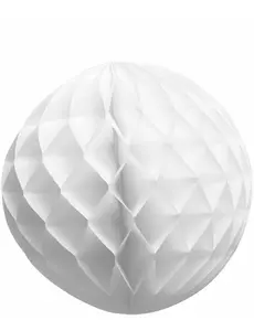 Hvit papirball med bikakemotiv 25 cm