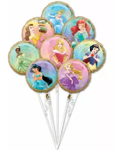 Bukett med 8 Disney Princess folieballonger