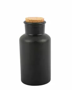 Matt svart apotekflaske med korkpropp 17 cm 500 ml