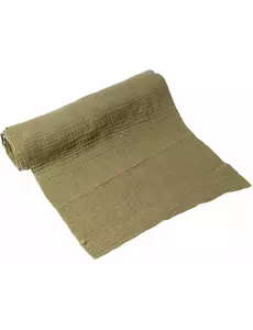 Kakifarget bordløper i bomullsgass 30 cm x 3 m