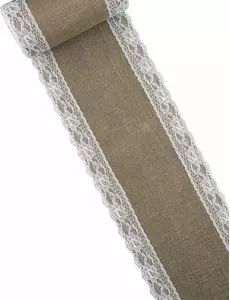 Bordløper i jute og blonder 15 cm x 5 m