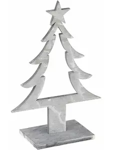 Grå juletrepynt i tre 25 x 11 x 8 cm