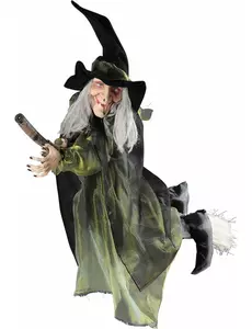 100 cm Halloween-dekorasjon med flygende heks på kosteskaft