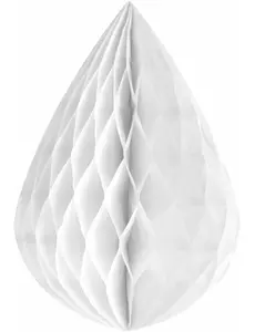 Hvite, bikakeformede papirdråper 12,5 cm