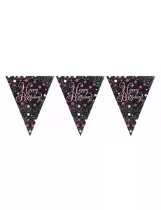 Glitrende rosa festlig girlander 3 m 96 x 21 cm