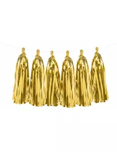Tassel garland 12 metallic gold pompoms 1.5m