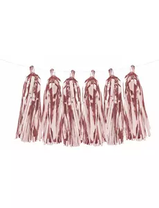 Duskgirlander 12 metalliske roségullpomponger 1,5 m