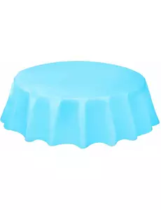 Pastel Blue Round Plastic Tablecloth 214cm