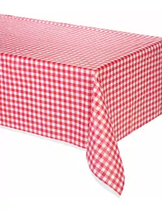 Red gingham plastic tablecloth 137 x 274 cm