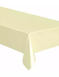 Rektangulær elfenbensfarget plastduk 137 x 274 cm