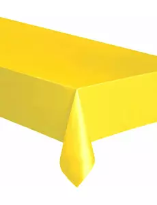 Rectangular yellow plastic tablecloth 137 x 274 cm