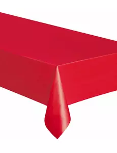 Red rectangular plastic tablecloth 137 x 274 cm