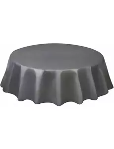 Rund sølvfarget plastduk 213 cm