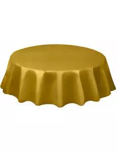 Gold plastic round tablecloth 213 cm