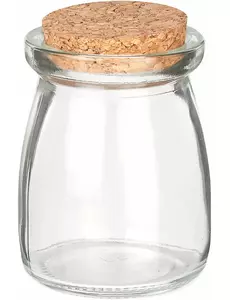 Liten glasskrukke med korkpropp 8 cm