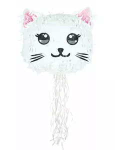 Hvit Kawai-katt-piñata 38 cm