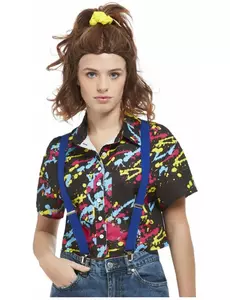 Black 90s shirt with multicolored paint print