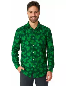 Suitmeister herreskjorte med kløvermotiv fra St. Patricks dag, Størrelse: Small (EU 44-46)