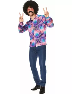 Psykedelisk hippieskjorte for menn, Størrelse: Medium